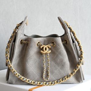 Suede Hippie Hobo Mini in Gray