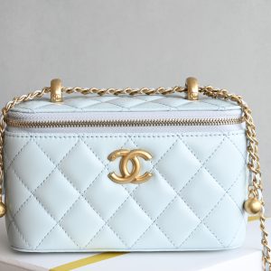 Brand new version of the small gold ball double chain cosmetic bag