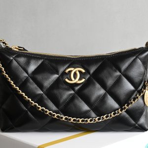Gold Coin Chain Dumpling Bag, Black ♥
