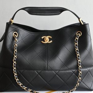 Shopping bag Hobo small size, black patchwork