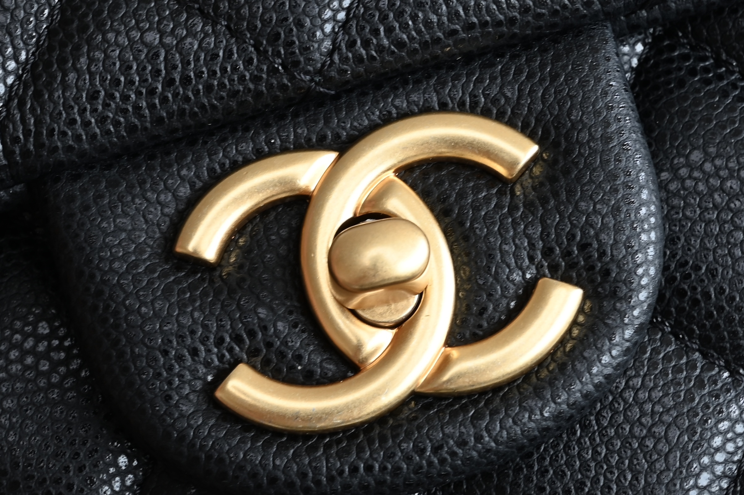 Lychee grain leather double C handle large mini bag, black - 图片 6